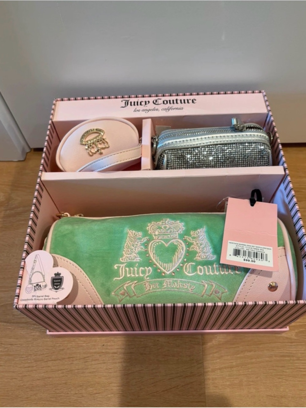 New Juicy Couture Green Barrel Bag gift Set